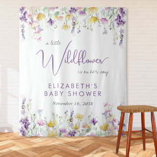 Boho Wildflower Watercolor Baby Shower Welcome Tapestry