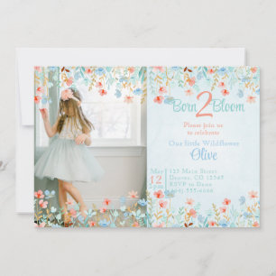 Boho Wildflower watercolor Birthday Invitation