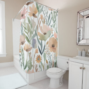 Boho Wildflower Watercolor Floral Bathroom