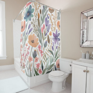 Boho Wildflower Watercolor Floral Bathroom