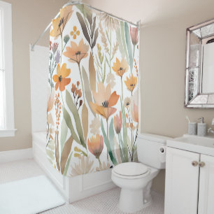 Boho Wildflower Watercolor Floral Bathroom