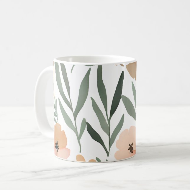 Boho Wildflower  Watercolor Floral Pastel  Coffee Mug (Front Left)