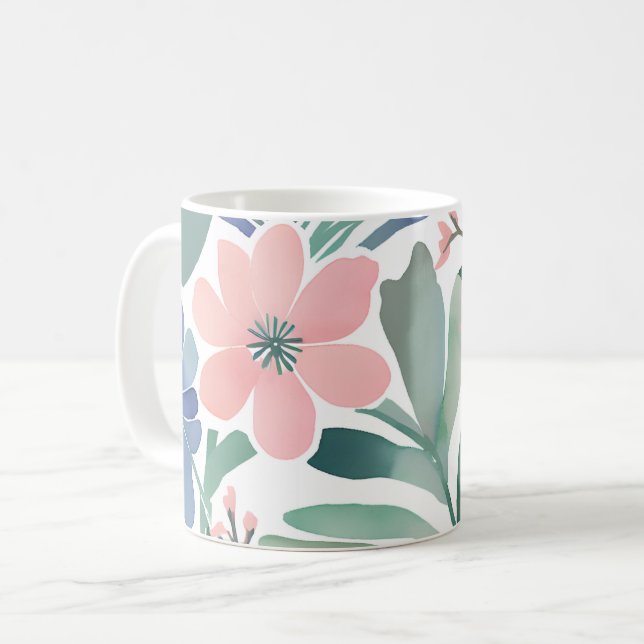 Boho Wildflower  Watercolor Floral Pastel  Coffee Mug (Front Left)