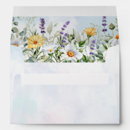 Boho Wildflower Watercolor Personalize Wedding Envelope