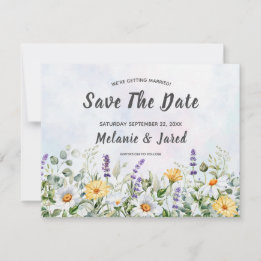 Boho Wildflower Watercolor Personalize Wedding Save The Date