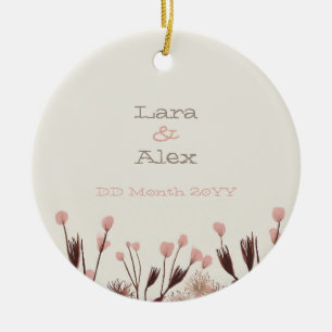 Boho Wildflower Wedding Anniversary Ornament