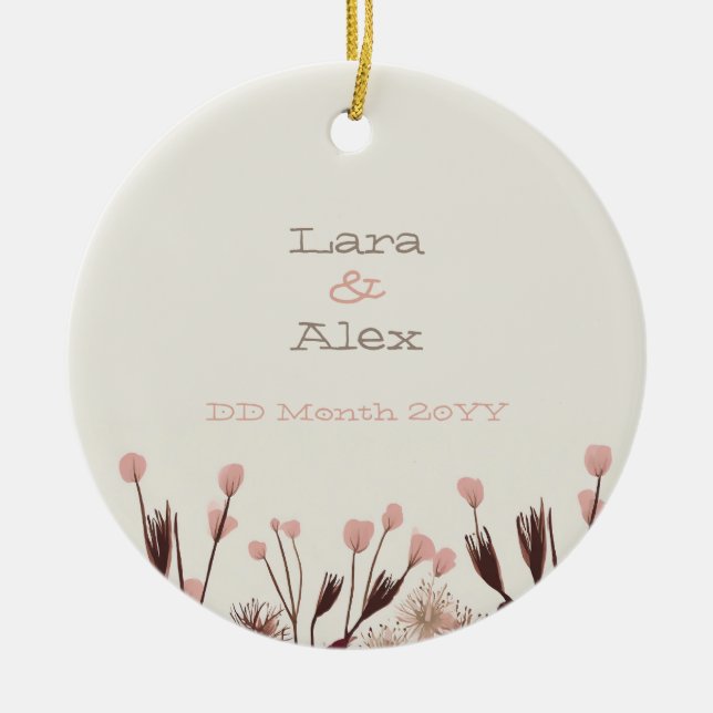 Boho Wildflower Wedding Anniversary Ornament (Front)