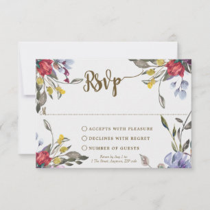 boho wildflower wedding bridal shower rsvp card