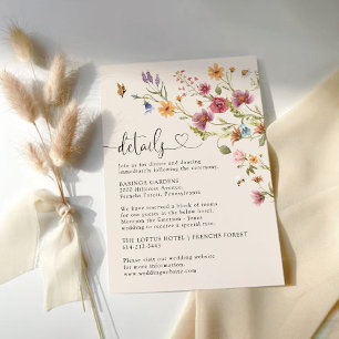 Boho Wildflower Wedding Details Enclosure Card