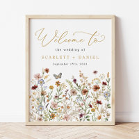 Boho Wildflower Wedding Garden Flowers Welcome