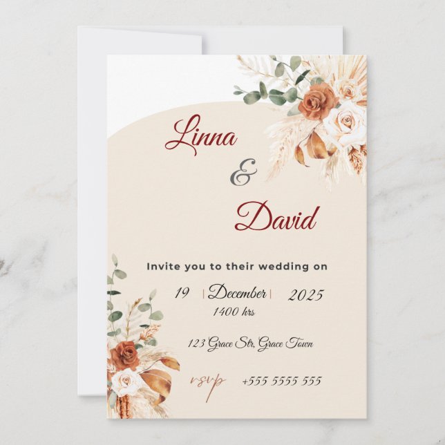 Boho Wildflower Wedding Invitation (Devant)