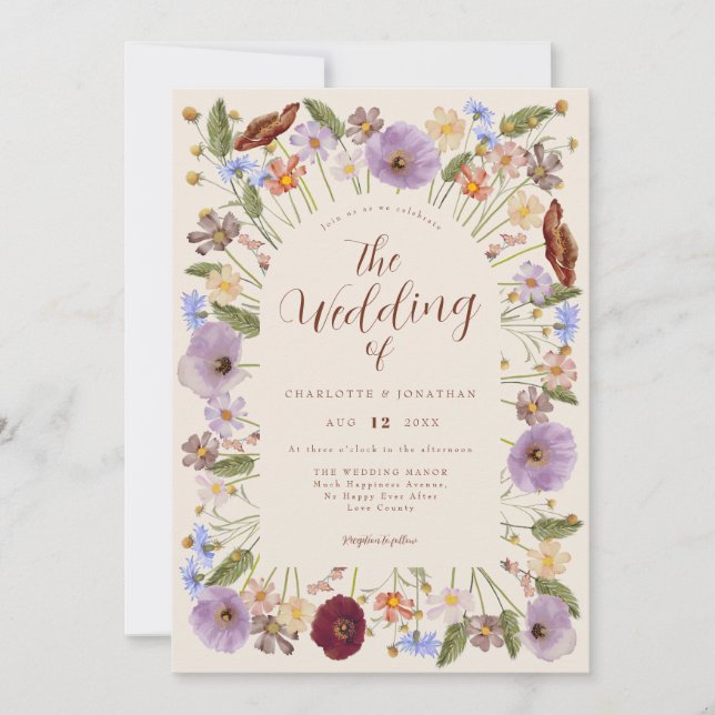 Boho Wildflower Wedding Invitation (Front)