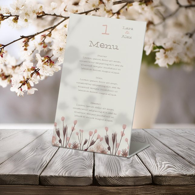 Boho Wildflower Wedding Menu Pedestal Sign (Creator Uploaded)