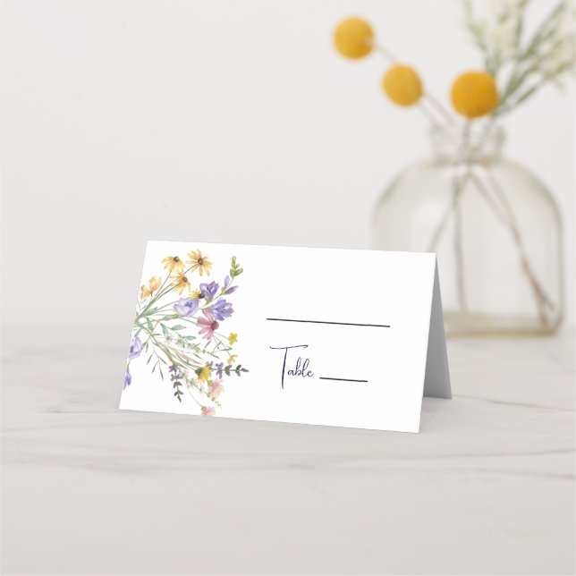 Boho Wildflower Wedding Place Card (Front)