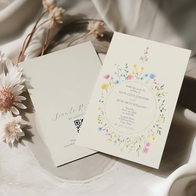 Boho Wildflower Wedding QR Code Invitation (Creator Uploaded)