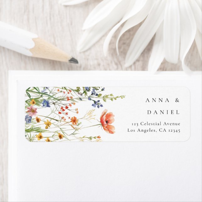 Boho Wildflower Wedding Return Address (En situation)