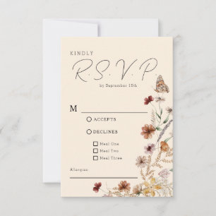 Boho Wildflower Wedding RSVP Card