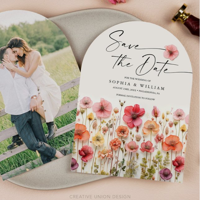 Boho Wildflower Wedding Save The Date Arch Invitation (Wildflower Save The Date Arch)