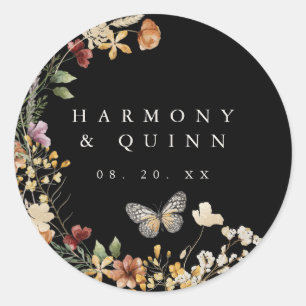 Boho Wildflower Wedding Sticker Label