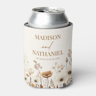 Boho Wildflower Wild Flower Floral Garden Wedding Can Cooler
