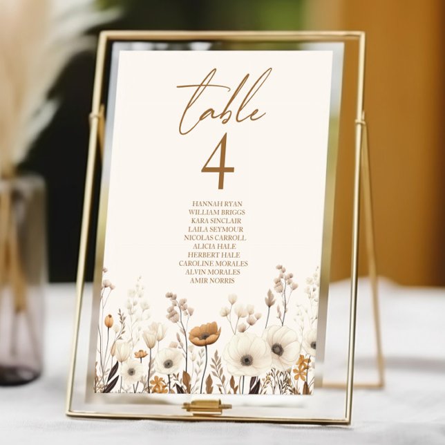 Boho Wildflower Wild Flowers Floral Garden Wedding Table Number (Creator Uploaded)