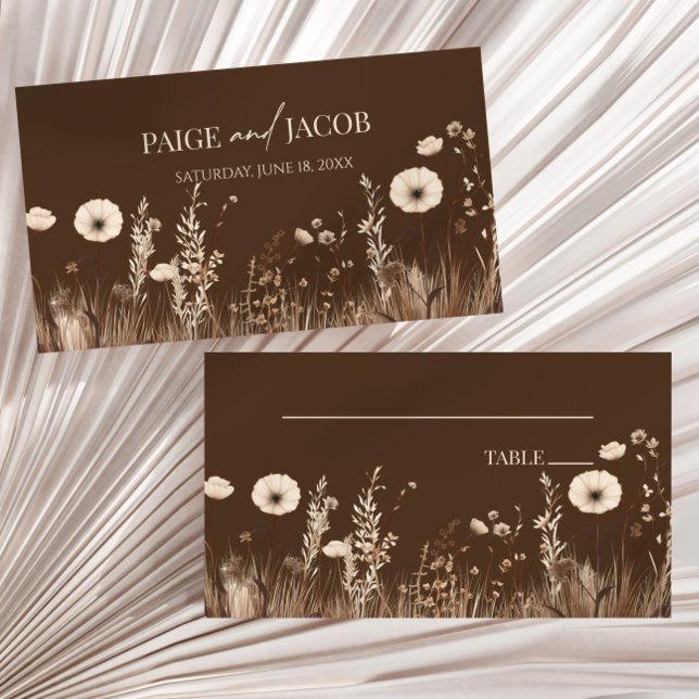 Boho Wildflower Wild Flowers Floral Wedding  Place Card (Creator Uploaded)