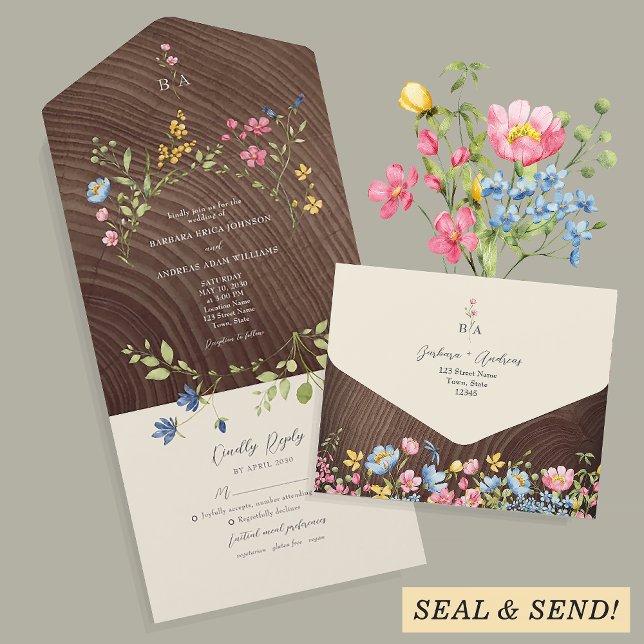 Boho Wildflower Woodland Wedding All In One Invitation (Creator Uploaded)