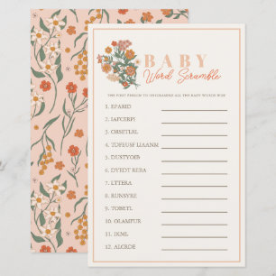 Boho Wildflower Word Scramble Baby Shower Game
