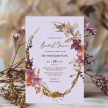 Boho Wildflower Wreath Bridal Shower Invitation