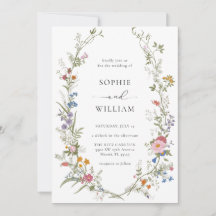Boho Wildflower Wreath Wedding Invitation