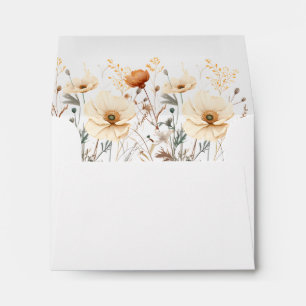 Boho Wildflowers Beige Rust Terracotta Wedding  Envelope