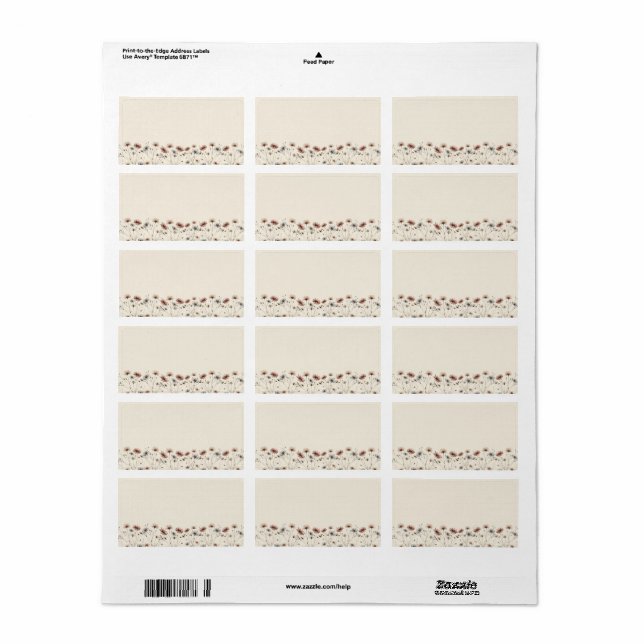 Boho Wildflowers Blank DIY Print Wedding Address Label (Full Sheet)