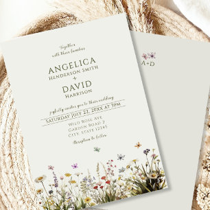 Boho Wildflowers Butterflies Wedding  Invitation