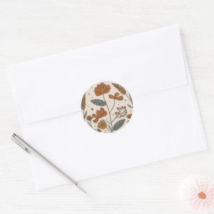 Boho Wildflowers Classic Round Sticker