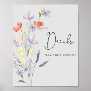 Boho Wildflowers - Drinks, help yourself  Poster