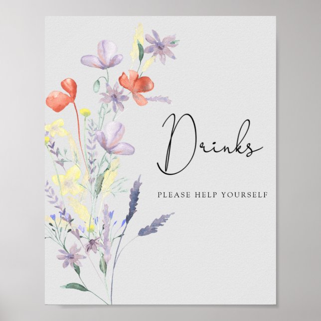 Boho Wildflowers - Drinks, help yourself  Poster (Front)