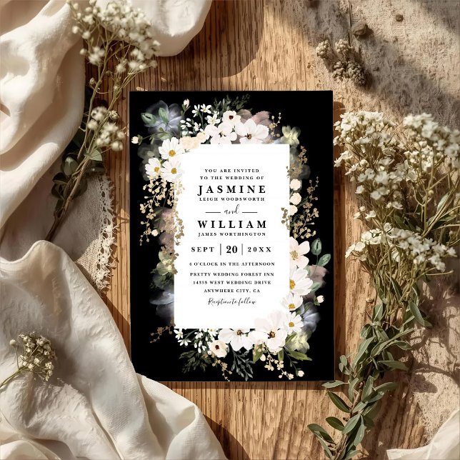 Boho Wildflowers Elegant Modern QR Code Wedding Invitation (Creator Uploaded)