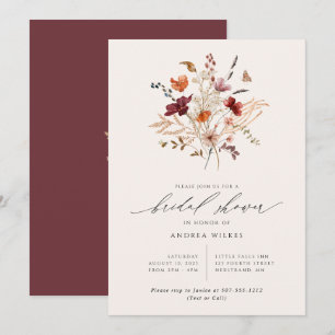 Boho Wildflowers Fall Bridal Shower Invitation
