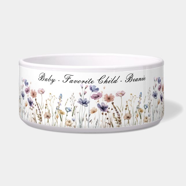 Boho Wildflowers Favourite Child Pet Bowl (Front)