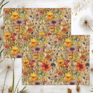 BOHO WILDFLOWERS FLORAL DECOUPAGE  TISSUE PAPER