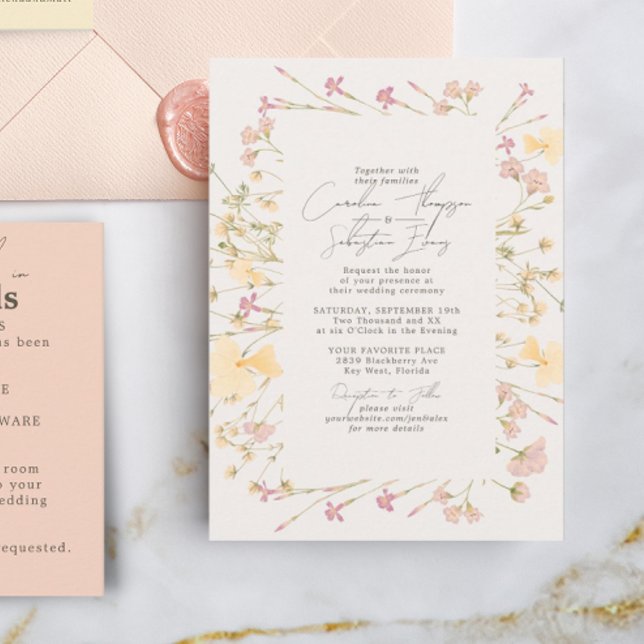 Boho Wildflowers Frame Wedding  Invitation (Creator Uploaded)