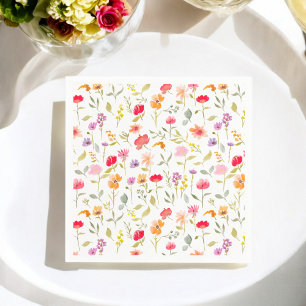 Boho wildflowers garden floral bridal shower party napkin