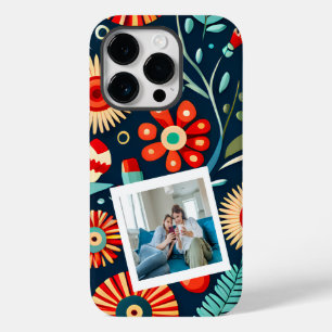 boho wildflowers Green Red Personalised Photo Case-Mate iPhone 14 Pro Case