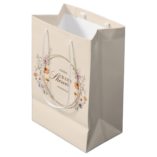 Boho Wildflowers Medium Gift Bag (Front Angled)