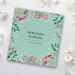 Boho Wildflowers - Name Binder<br><div class="desc">Beautiful boho binder in pale blueish green with hand-drawn wildflowers in pink,  violet,  peach,  and white,  and berries and leaves.</div>