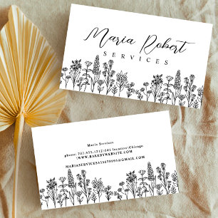 Boho wildflowers nature botanical spring business card