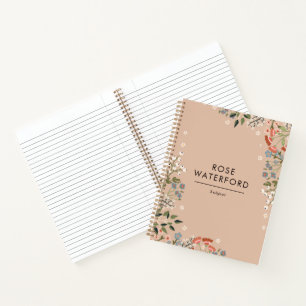Boho Wildflowers - Neutral Palette - Your Name Notebook