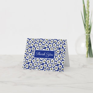 Boho Wildflowers On Cobalt Blue Thank You Card
