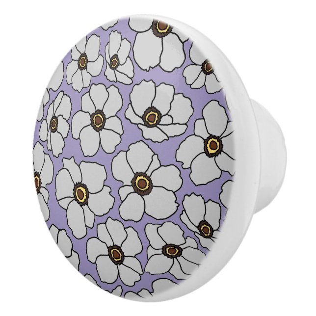 Boho Wildflowers On Lavender  Ceramic Knob (Right)