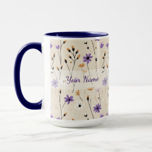 Boho Wildflowers Personalized Floral Mug